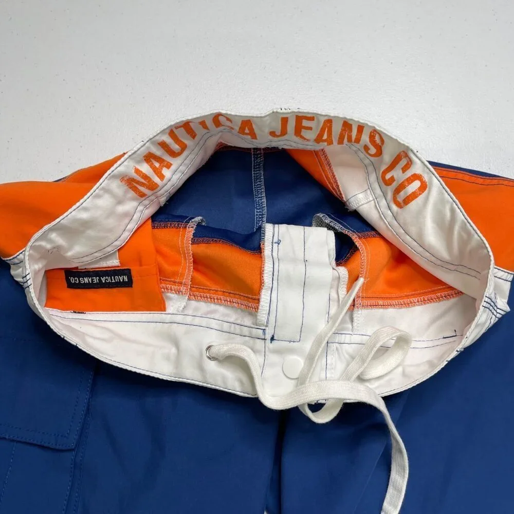 Nautica Retro Colorblock Board Shorts‎ Men's 32 Logo Surf Beach Vacation